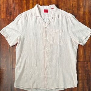 HUGO Men's Light Pink Casual Button Down Shirt Linen material.
